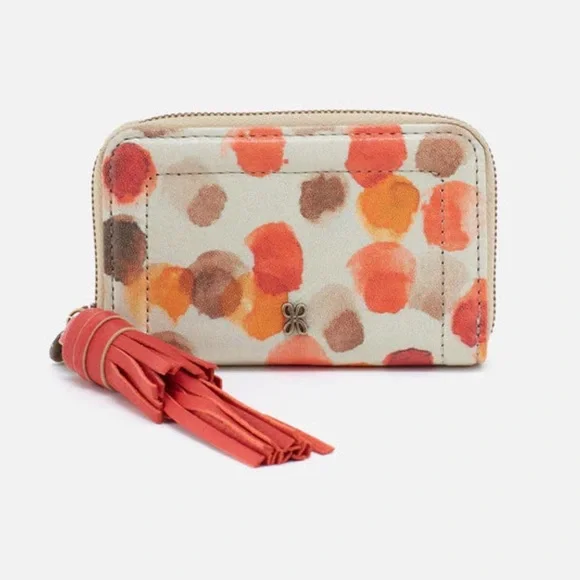 NEW Hobo Nila Zip Around Card Accordion Wallet Key Chain Watercolor Polka Dots - Picture 1 of 6